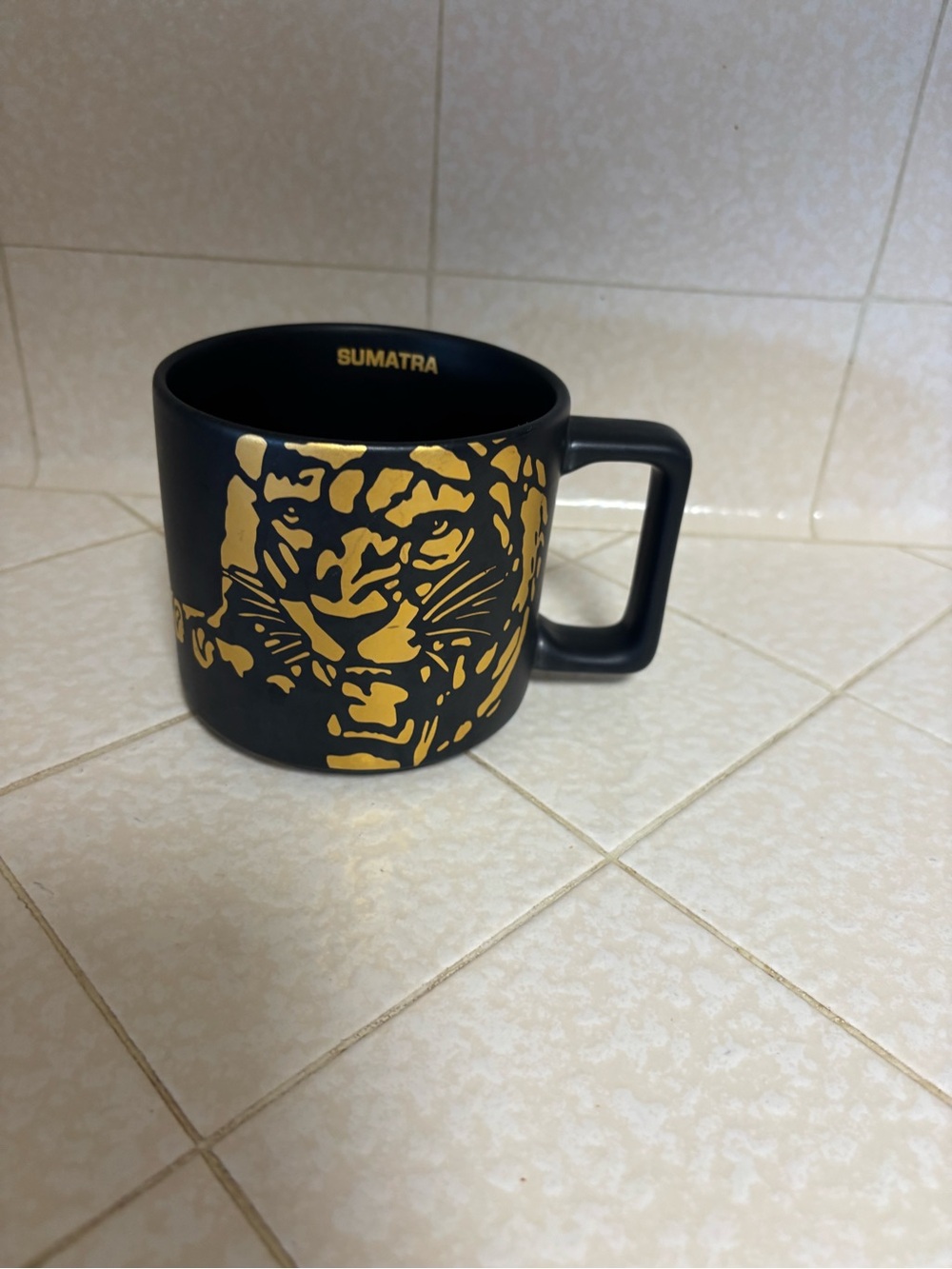 Starbucks Sumatra Black & Gold Tiger Ceramic Mug